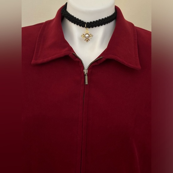 Karen Scott Red Zip Collared & Pockets Shoulder Pads Fully Lined S 12 Zip Front. - Picture 2 of 15